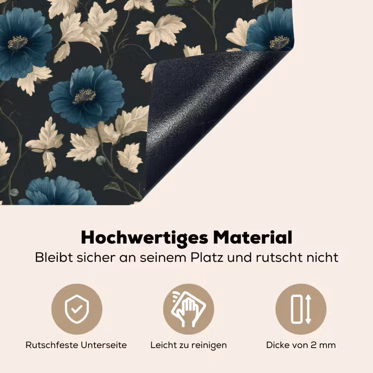 Botanisch - Bloemen - Blauw Inductie beschemer met haakjes klein 777 -ky-onderkant-de
