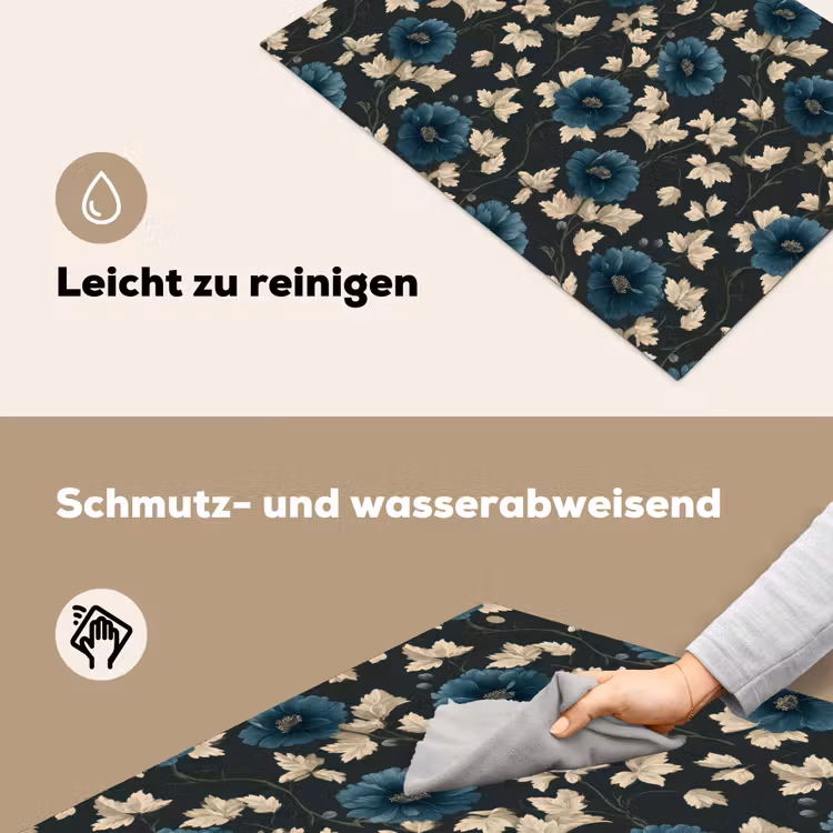 Botanisch - Bloemen - Blauw Inductie beschemer met haakjes klein 777 -ky-schoon-de