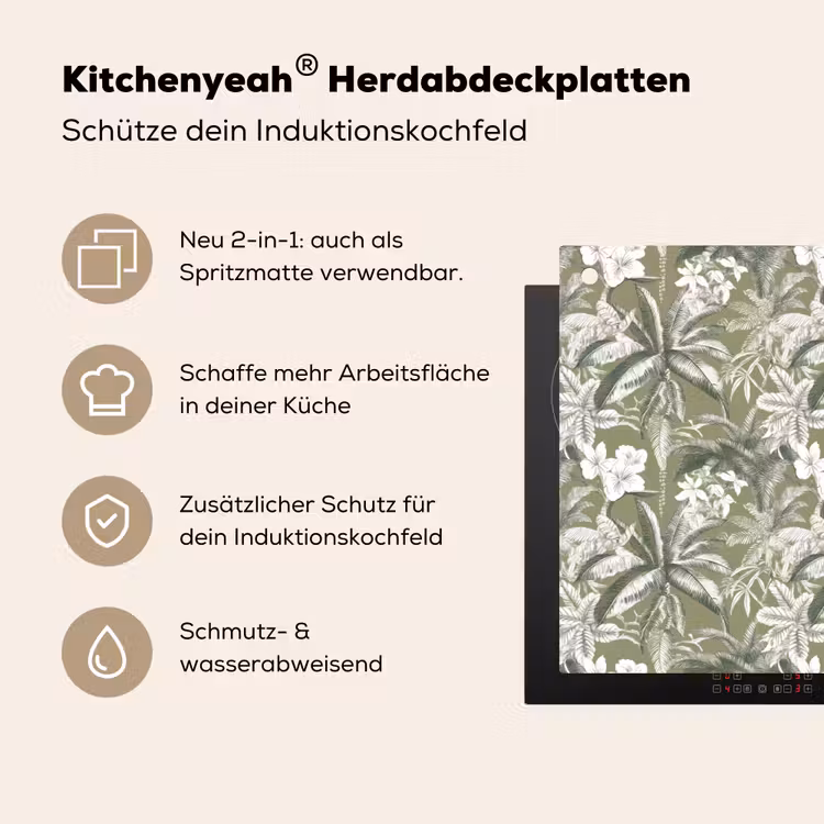 Botanisch - Bloemen - Groen Inductie beschemer met haakjes klein 777 -ky-usp-de
