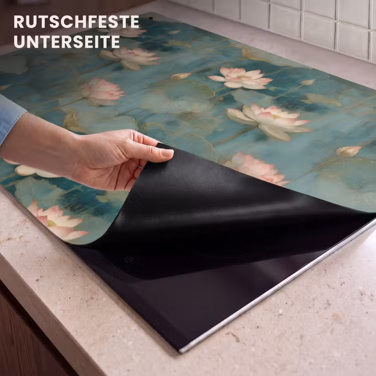 2-in-1 Herdabdeckplatte & Spritzschutz - Botanisch - Blumen - Rosa - Botanisch - Bloemen - Roze Inductie beschemer met haakjes klein 777