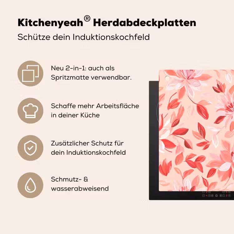 Botanisch - Bloemen - Rood Inductie beschemer met haakjes klein 777 -ky-usp-de