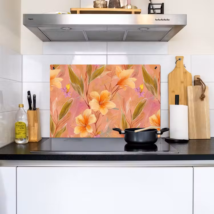 Botanisch - Bloemen - Kleurrijk Inductie beschemer met haakjes klein 777 -sfeer2