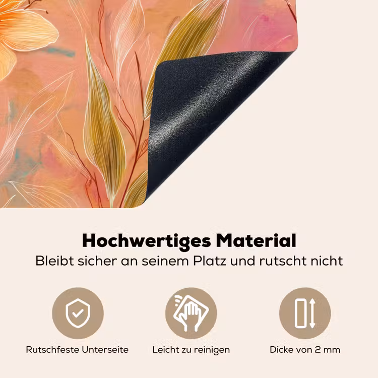 Botanisch - Bloemen - Kleurrijk Inductie beschemer met haakjes klein 777 -ky-onderkant-de