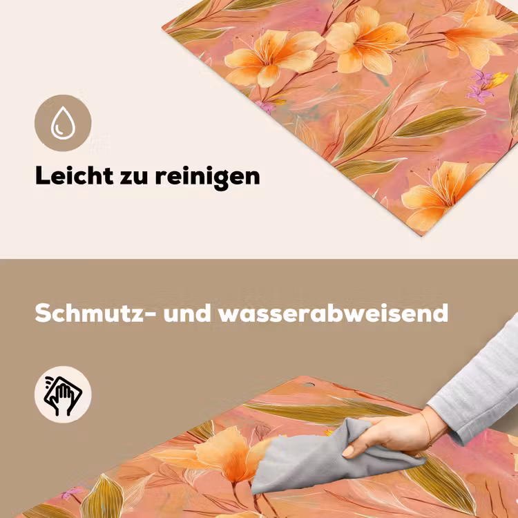Botanisch - Bloemen - Kleurrijk Inductie beschemer met haakjes klein 777 -ky-schoon-de