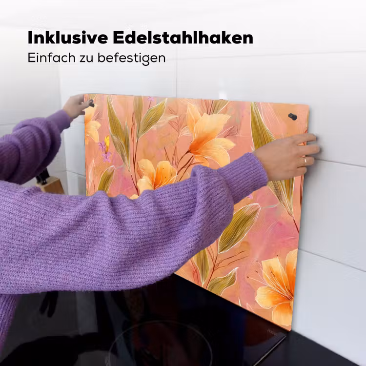 Botanisch - Bloemen - Kleurrijk Inductie beschemer met haakjes klein 777 -ky-ophangen-de