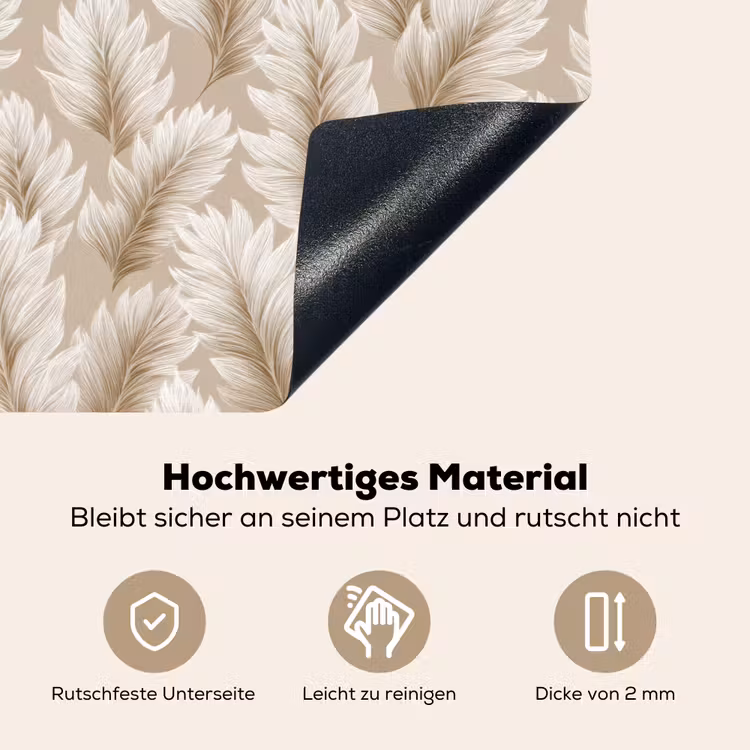 Botanisch - Patroon - Beige Inductie beschemer met haakjes klein 777 -ky-onderkant-de