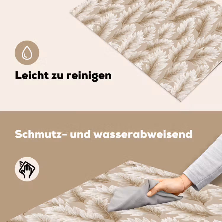 Botanisch - Patroon - Beige Inductie beschemer met haakjes klein 777 -ky-schoon-de