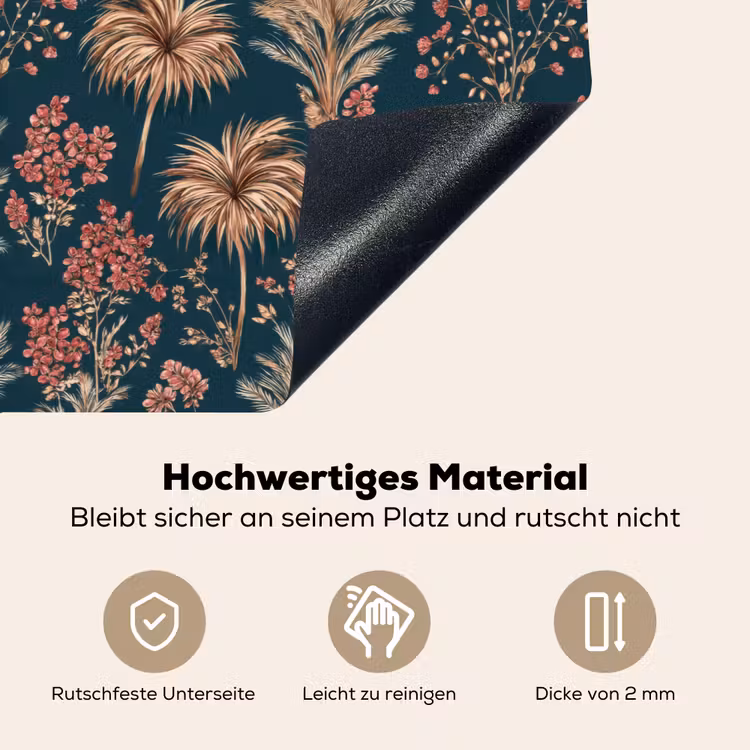 Botanisch - Patroon - Blauw Inductie beschemer met haakjes klein 777 -ky-onderkant-de