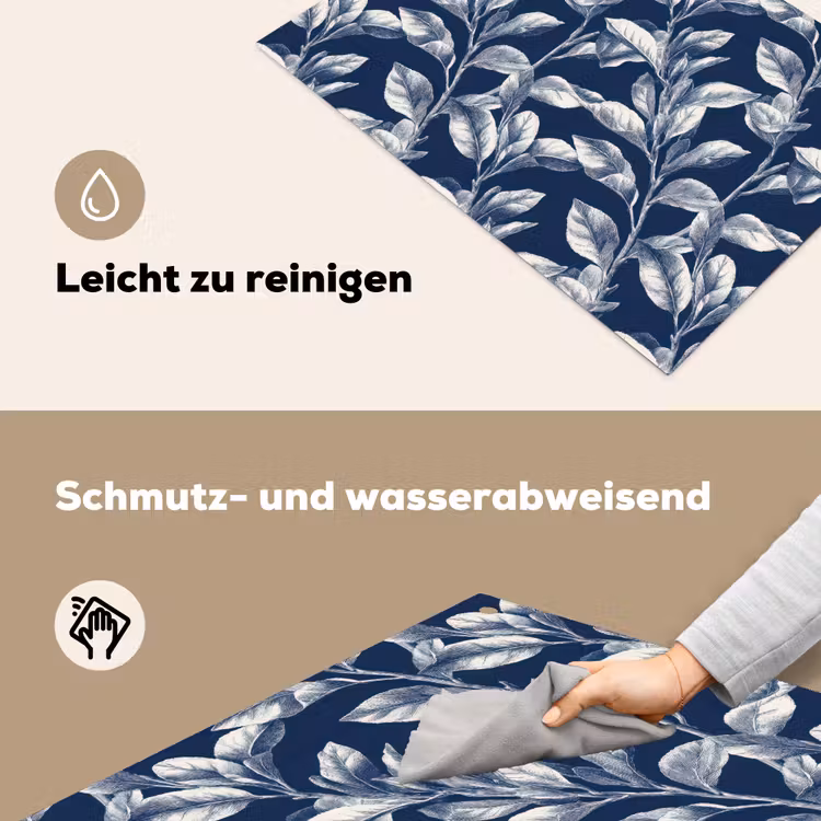 Botanisch - Patroon - Blauw Inductie beschemer met haakjes klein 777 -ky-schoon-de