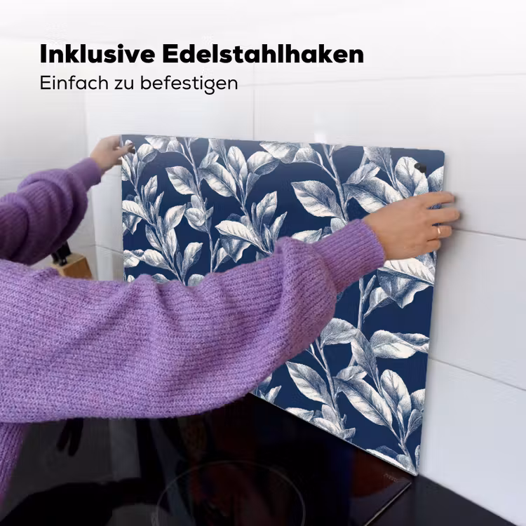Botanisch - Patroon - Blauw Inductie beschemer met haakjes klein 777 -ky-ophangen-de