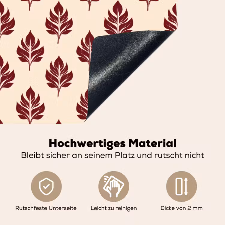 Botanisch - Patroon - Bordeaux Inductie beschemer met haakjes klein 777 -ky-onderkant-de