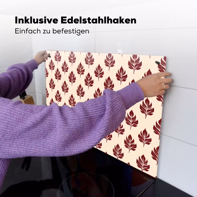 Botanisch - Patroon - Bordeaux Inductie beschemer met haakjes klein 777 -ky-ophangen-de