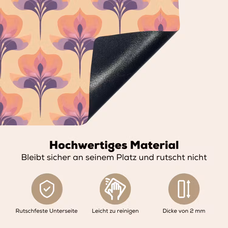 Botanisch - Patroon - Pastel Inductie beschemer met haakjes klein 777 -ky-onderkant-de