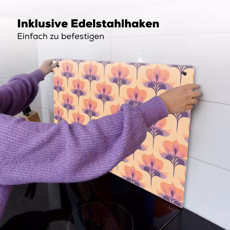 Botanisch - Patroon - Pastel Inductie beschemer met haakjes klein 777 -ky-ophangen-de