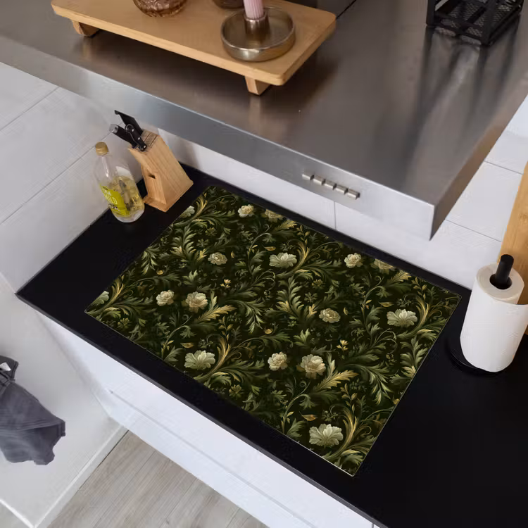 Botanisch - Naadloos - Bloemen Inductie beschemer met haakjes klein 777 -sfeer1