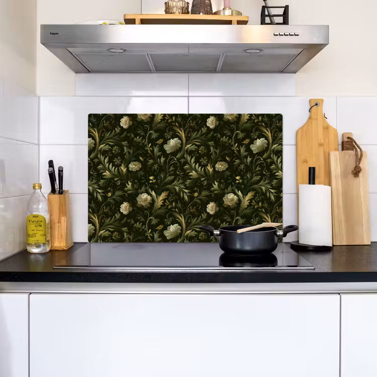 Botanisch - Naadloos - Bloemen Inductie beschemer met haakjes klein 777 -sfeer2