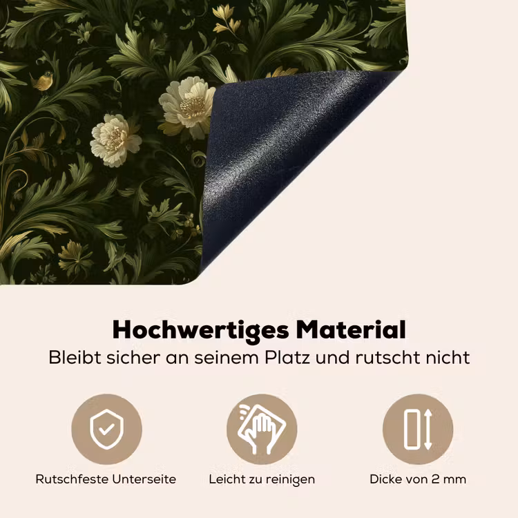 Botanisch - Naadloos - Bloemen Inductie beschemer met haakjes klein 777 -ky-onderkant-de