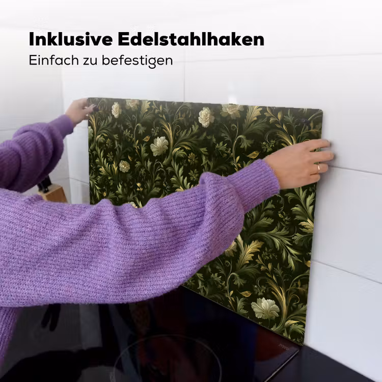 Botanisch - Naadloos - Bloemen Inductie beschemer met haakjes klein 777 -ky-ophangen-de