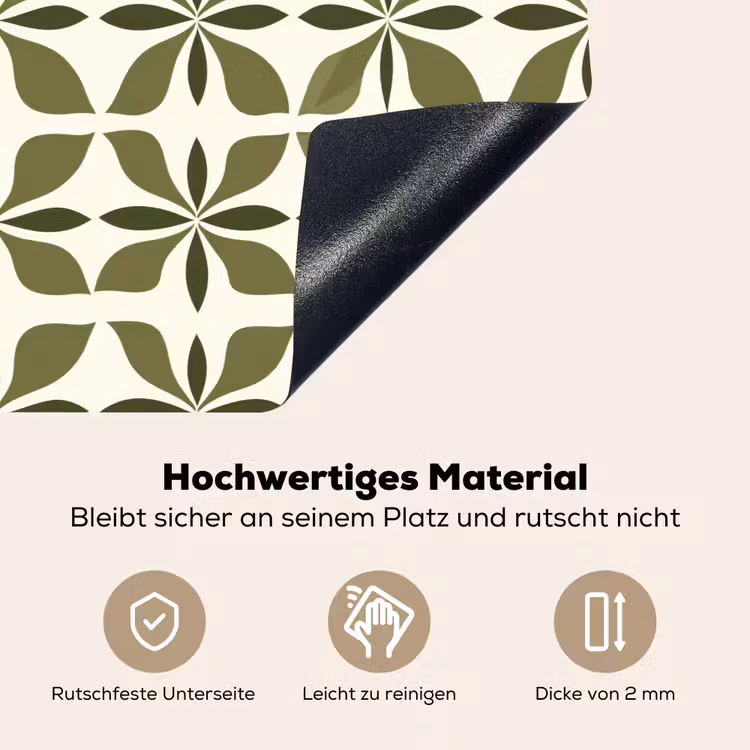 Botanisch - Retro - Groen Inductie beschemer met haakjes klein 777 -ky-onderkant-de