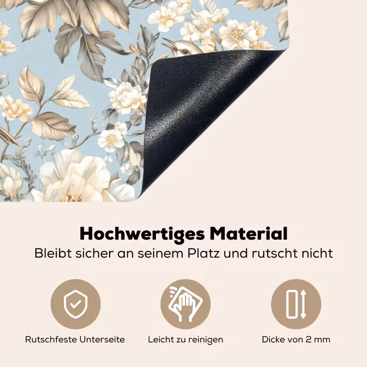 Botanisch - Zangvogel - Blauw Inductie beschemer met haakjes klein 777 -ky-onderkant-de