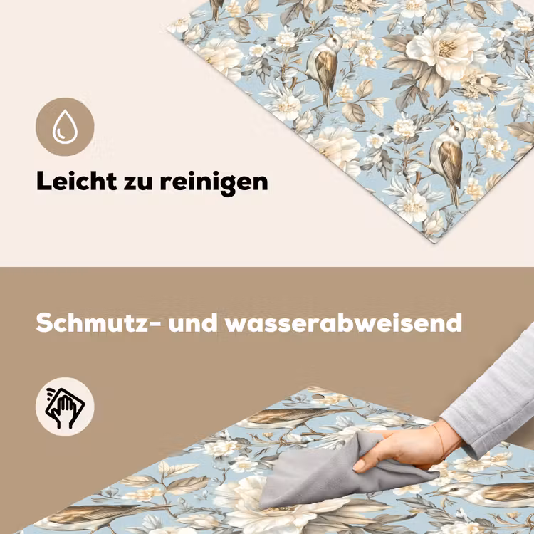 Botanisch - Zangvogel - Blauw Inductie beschemer met haakjes klein 777 -ky-schoon-de
