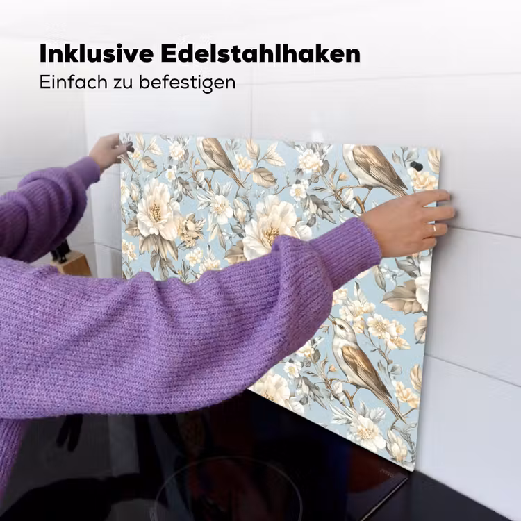Botanisch - Zangvogel - Blauw Inductie beschemer met haakjes klein 777 -ky-ophangen-de
