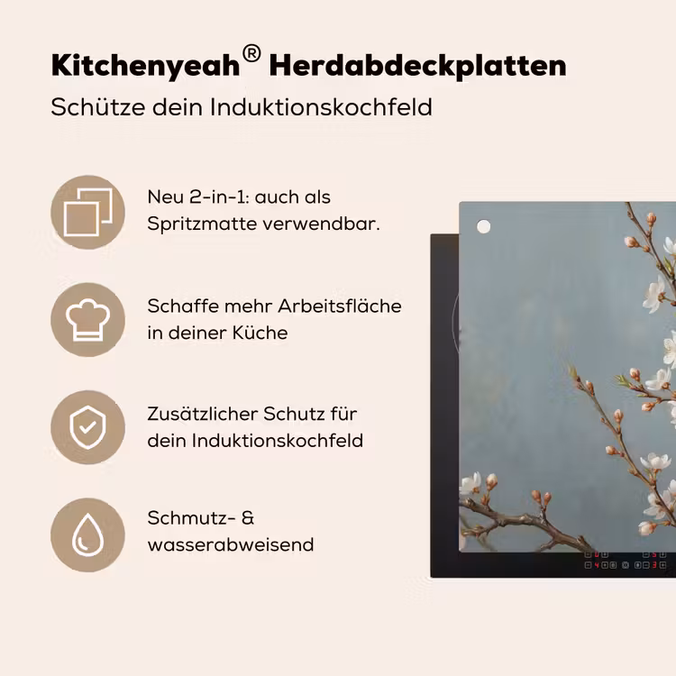 Botanisch - Stilleven - Blauw Inductie beschemer met haakjes klein -ky-usp-de