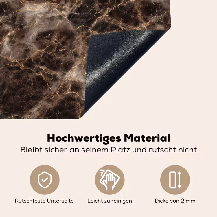 Bruin - Goud - Marmer Inductie beschemer met haakjes klein 777 -ky-onderkant-de