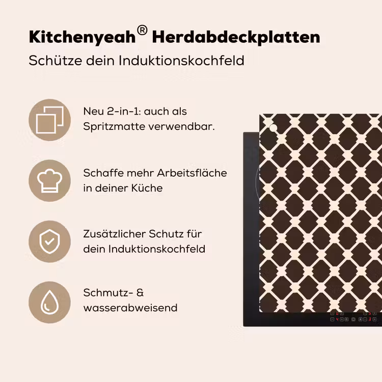 Bruin - Ruitpatroon - Geometrisch Inductie beschemer met haakjes klein 777 -ky-usp-de