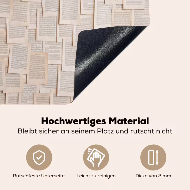 Boekpagina - Collage - Literatuur - Vintage - Beige Inductie beschemer met haakjes klein -ky-onderkant-de