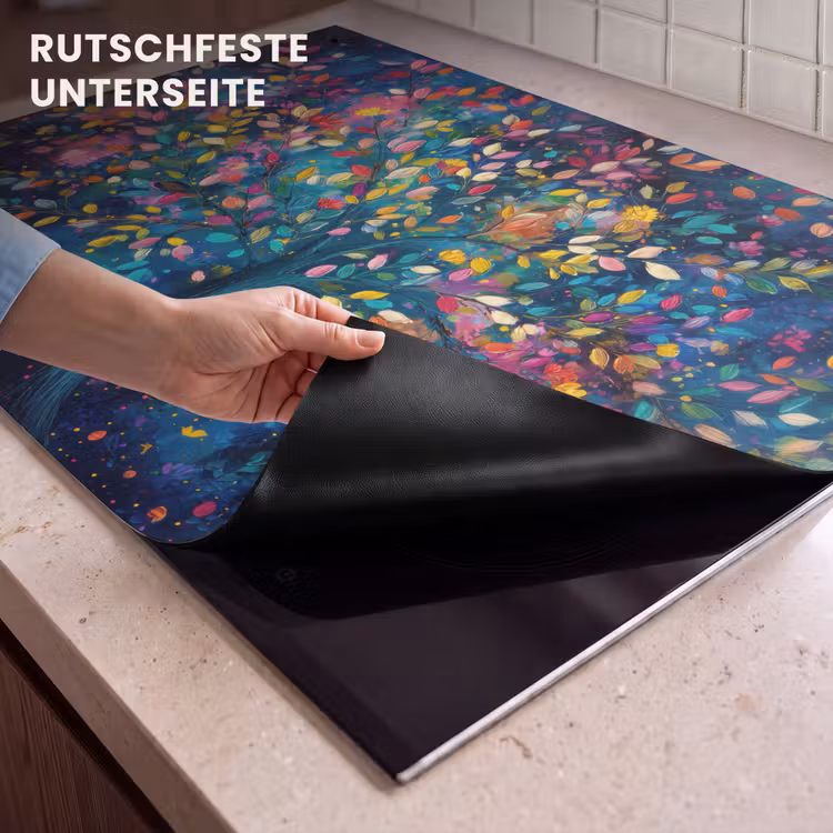 2-in-1 Herdabdeckplatte & Spritzschutz - Bunt - Baum - Magisch - Abstrakt - Kleurrijk - Boom - Magisch - Abstract Inductie beschemer met haakjes klein