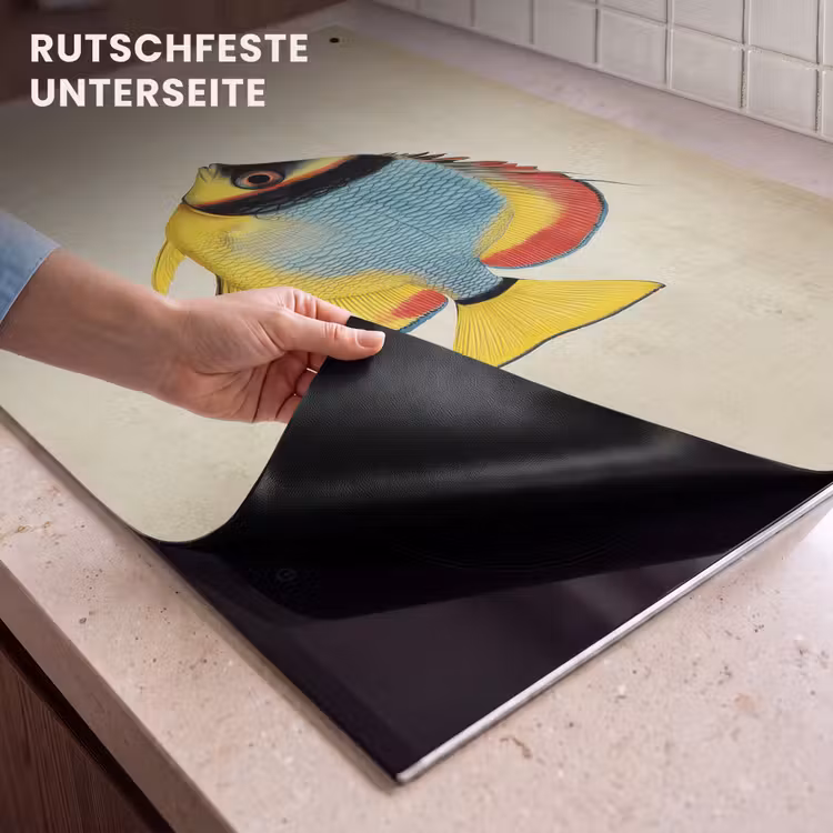 2-in-1 Herdabdeckplatte & Spritzschutz - Bunt - Fisch - Schuppen - Illustration - Kleurrijk - Vis - Schubben - Illustratie Inductie beschemer met haakjes klein