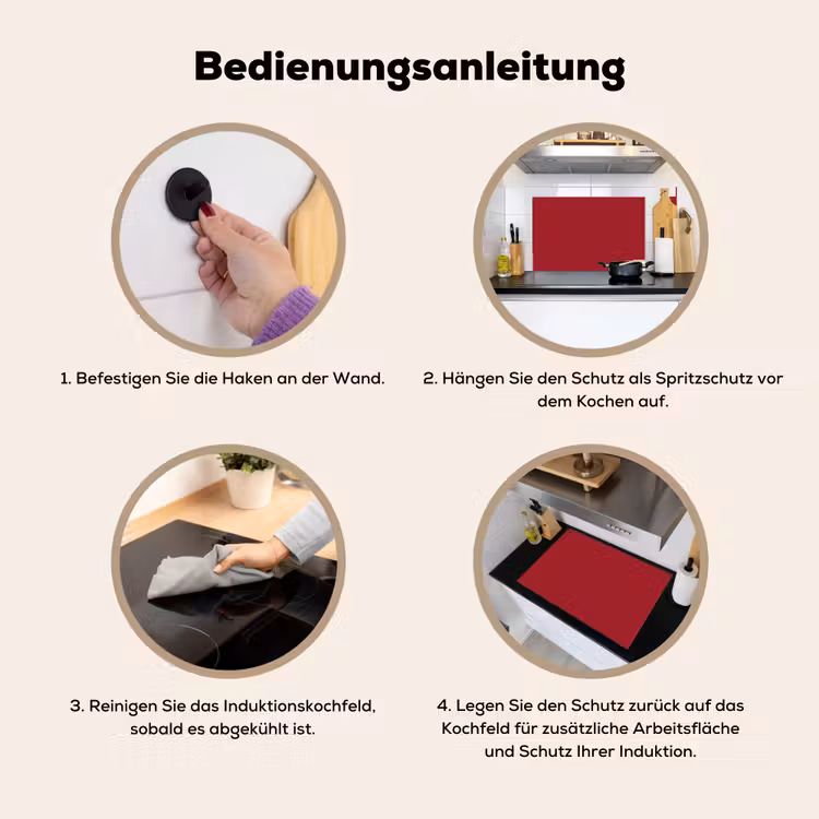 Burgundy - Wine - Rood Inductie beschemer met haakjes klein 777 -ky-gebruik-de