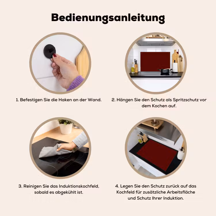 Burnt - Mahogany - Rood Inductie beschemer met haakjes klein 777 -ky-gebruik-de
