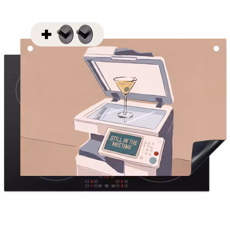 Kantoor - Drank - Humor - Illustratie Inductie beschemer met haakjes klein -3d