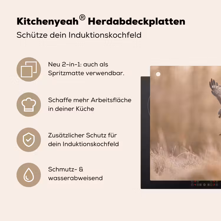 Buizerd - Roofvogel - Natuur - Bruin Inductie beschemer met haakjes klein -ky-usp-de
