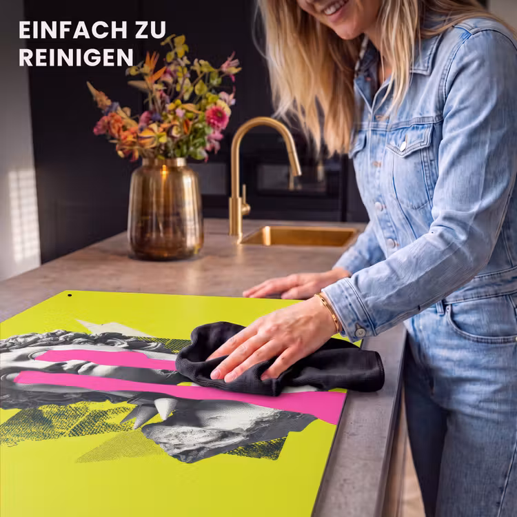 2-in-1 Herdabdeckplatte & Spritzschutz - Büste - Farbe - Gelb - Buste - Verf - Geel Inductie beschemer met haakjes klein