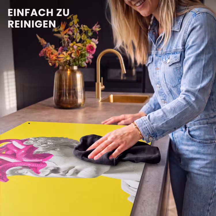 2-in-1 Herdabdeckplatte & Spritzschutz - Büste - Schlangen - Gelb - Buste - Slangen - Geel Inductie beschemer met haakjes klein