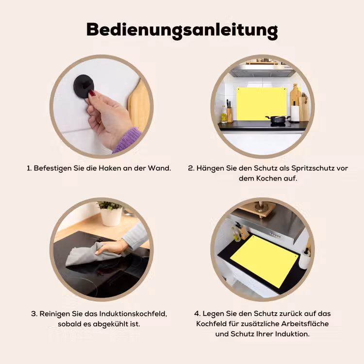 Buttery - Beige - Geel Inductie beschemer met haakjes klein 777 -ky-gebruik-de