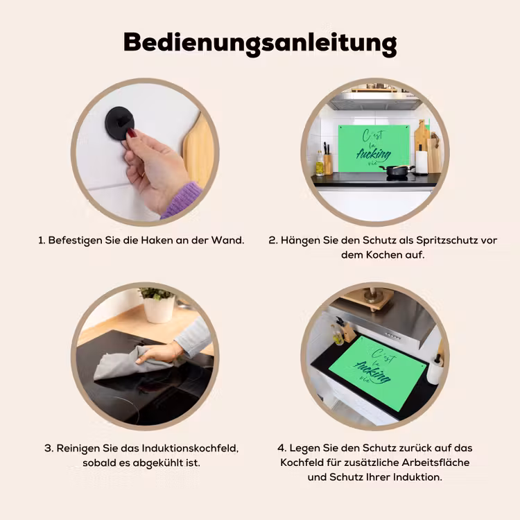 c'est la fucking vie - Groen - Penseelstijl Inductie beschemer met haakjes klein -ky-gebruik-de