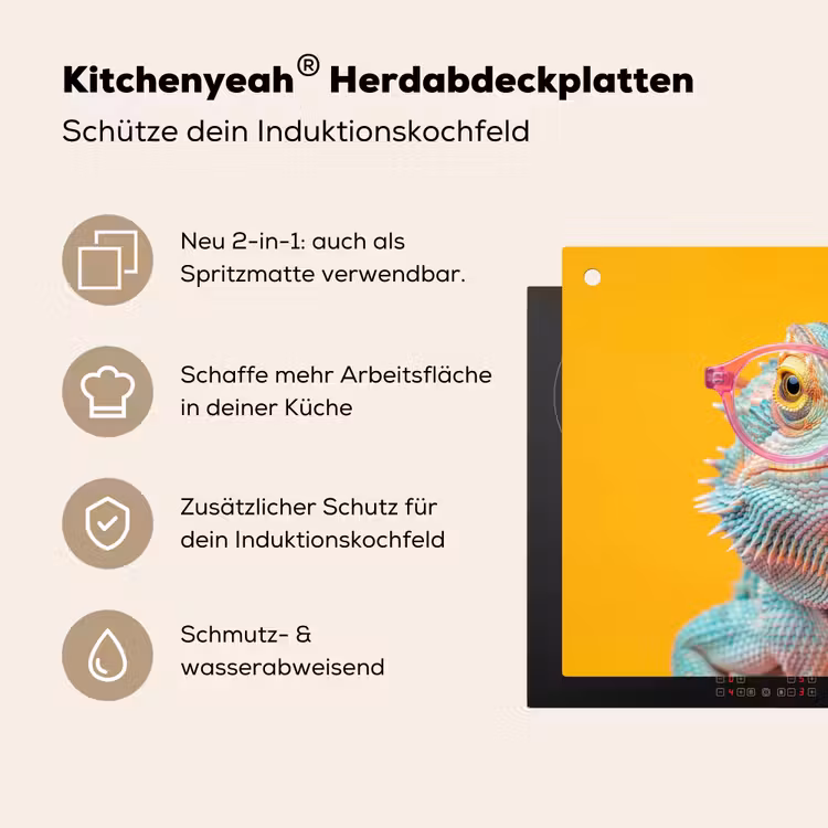 Kameleon - Kauwgom - Kleurrijk Inductie beschemer met haakjes klein -ky-usp-de