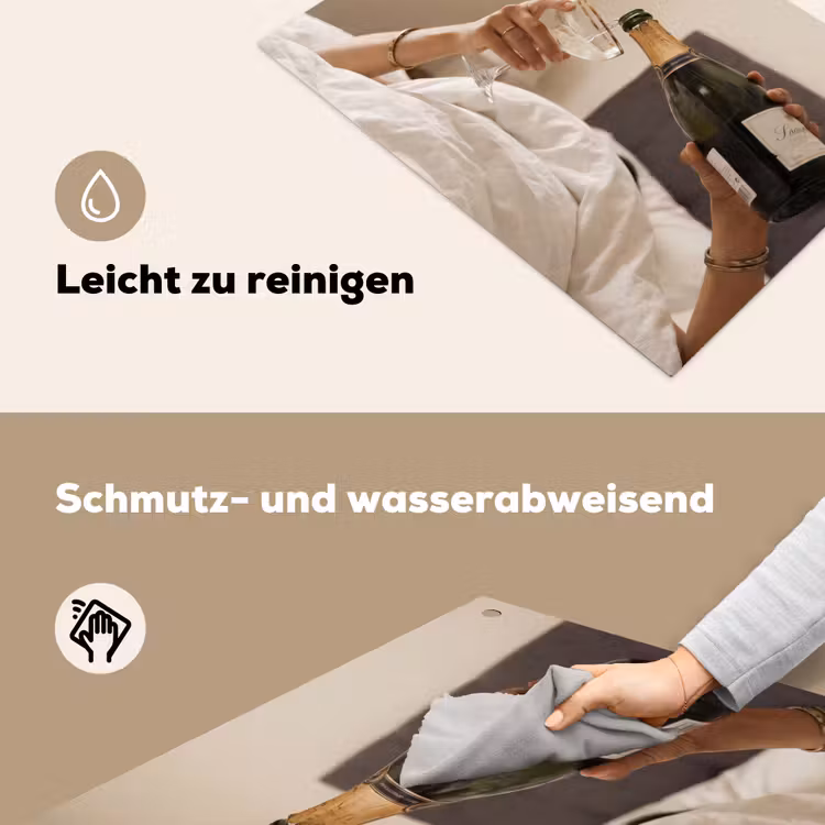 Champagne - Bed - Bubbels Inductie beschemer met haakjes klein -ky-schoon-de