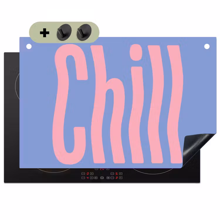 Chill - Roze - Blauw - Golvend Inductie beschemer met haakjes klein -3d