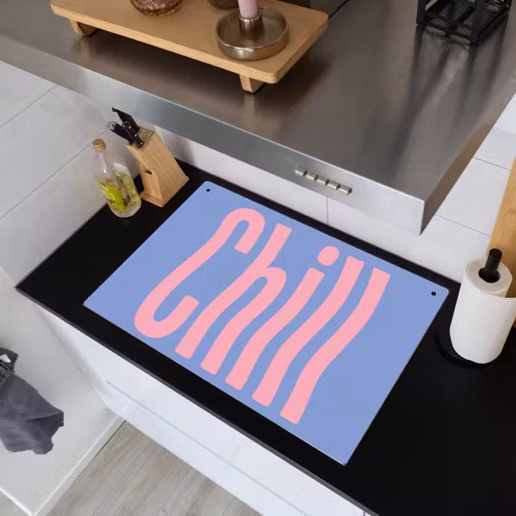 Chill - Roze - Blauw - Golvend Inductie beschemer met haakjes klein -sfeer1