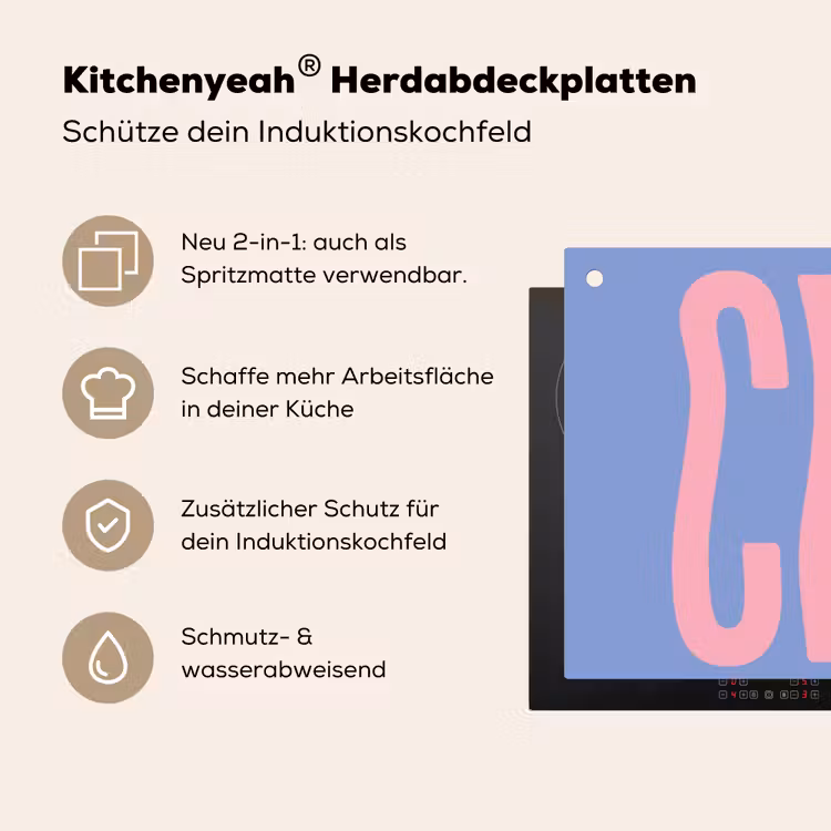 Chill - Roze - Blauw - Golvend Inductie beschemer met haakjes klein -ky-usp-de