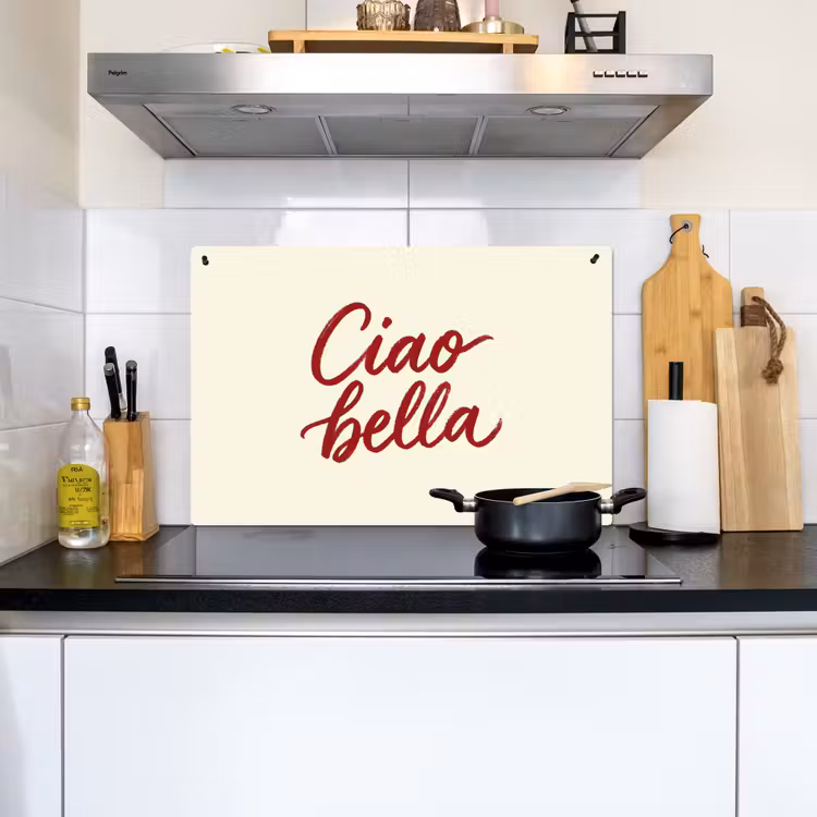 Ciao bella - Rood - Wit - Minimalistisch Inductie beschemer met haakjes klein -sfeer2