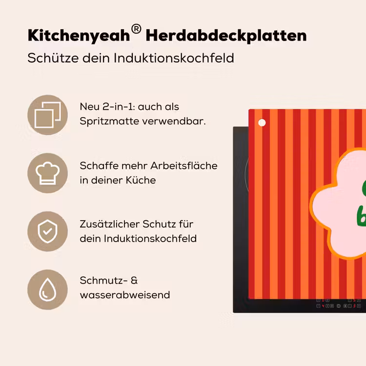 Ciao bella - Tekstwolk - Strepen - Oranje Inductie beschemer met haakjes klein -ky-usp-de
