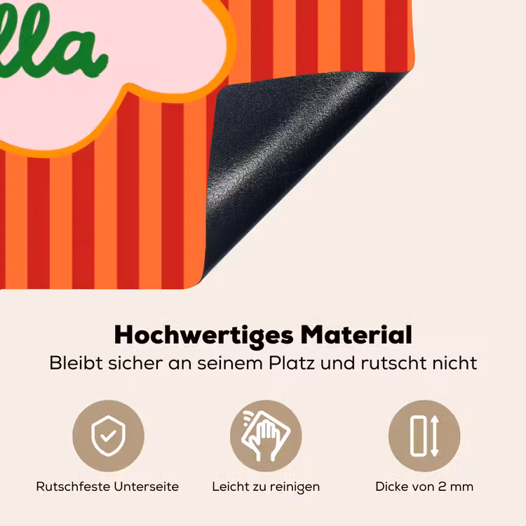 Ciao bella - Tekstwolk - Strepen - Oranje Inductie beschemer met haakjes klein -ky-onderkant-de