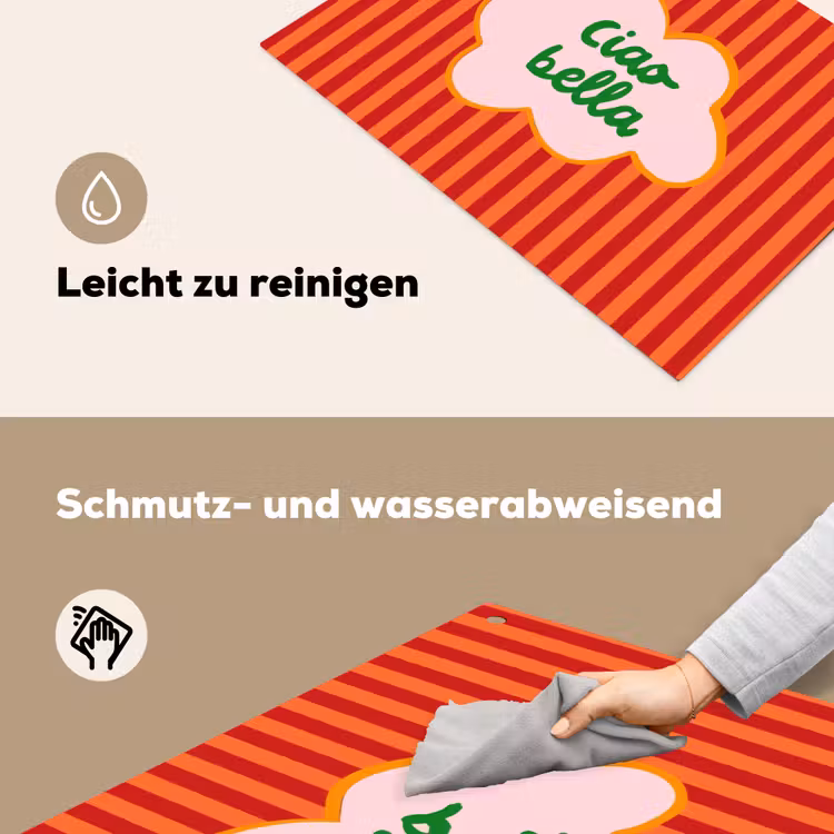 Ciao bella - Tekstwolk - Strepen - Oranje Inductie beschemer met haakjes klein -ky-schoon-de