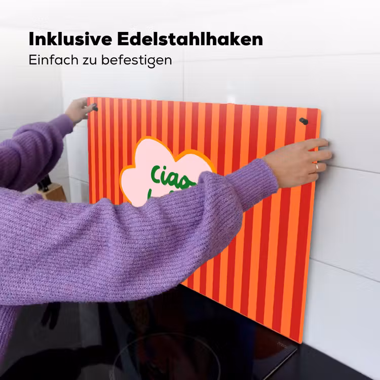 Ciao bella - Tekstwolk - Strepen - Oranje Inductie beschemer met haakjes klein -ky-ophangen-de